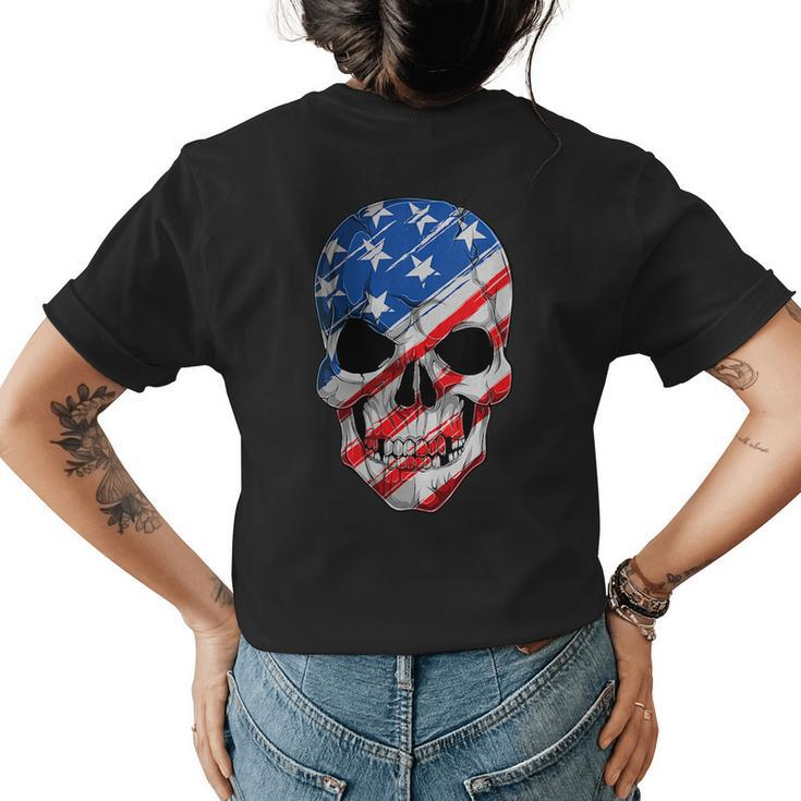 Patriotic Skeleton American Flag 4Th Of July Patriotic Pride  Patriotic Funny Gifts Womens Back Print T-shirt