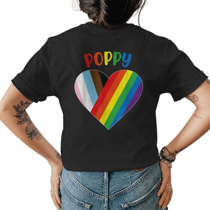 Poppy Lgbt Flag Heart Gay Pride Month Lgbtq Rainbow  Womens Back Print T-shirt