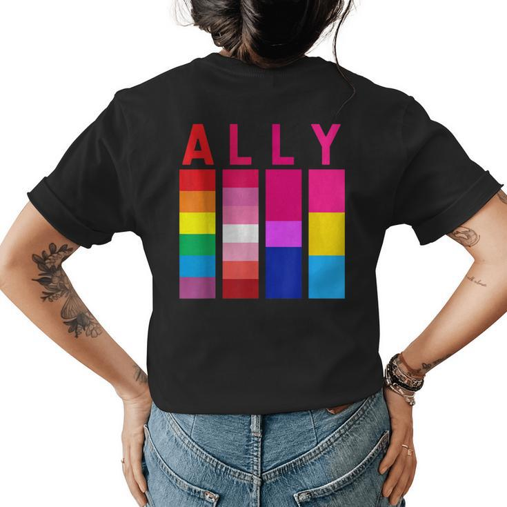 Proud Ally Pride Rainbow Lgbt Ally Womens Back Print T-shirt