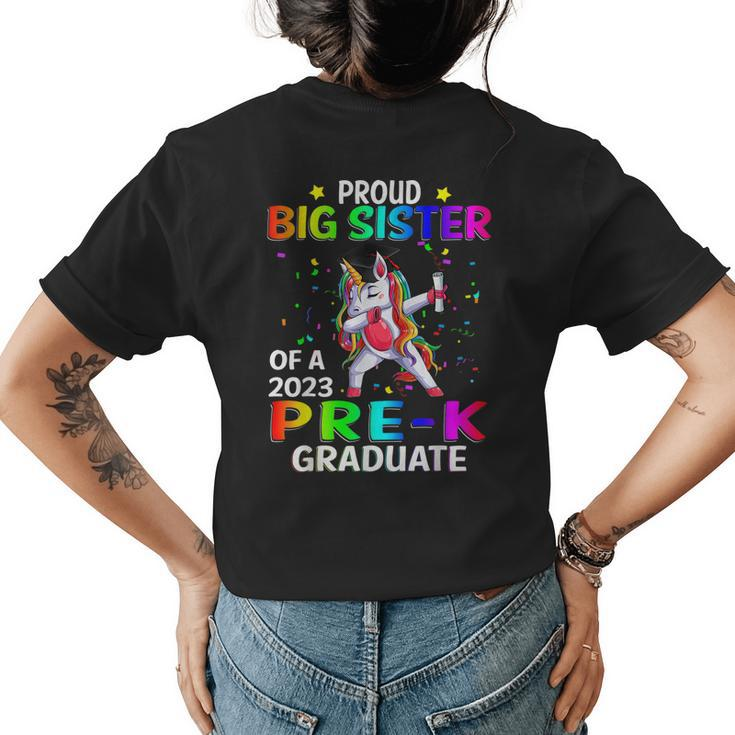 Proud Big Sister Of A Class Of 2023 Prek Graduate Unicorn Women's T-shirt Back Print