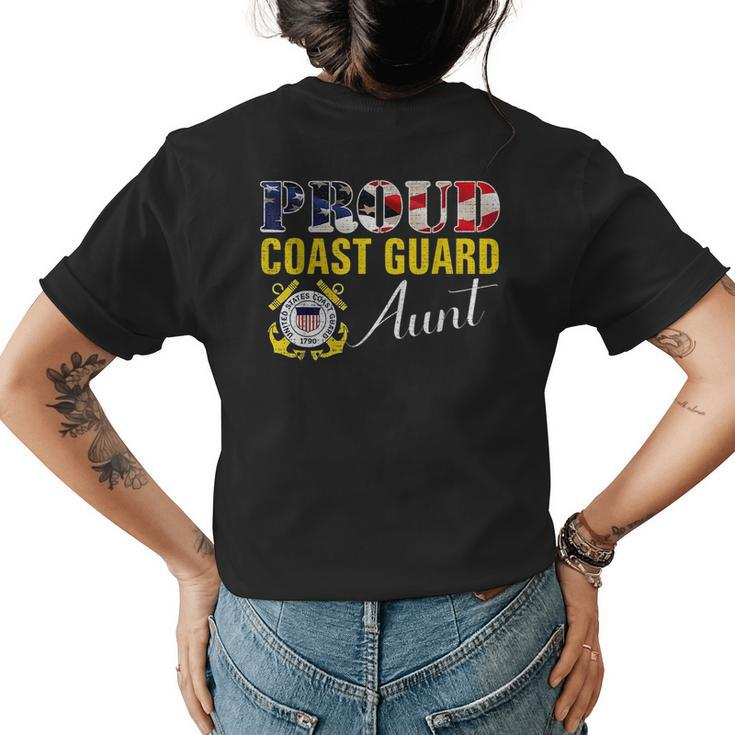 Proud Coast Guard Aunt With American Flag For Veteran Day Veteran Funny Gifts Womens Back Print T-shirt