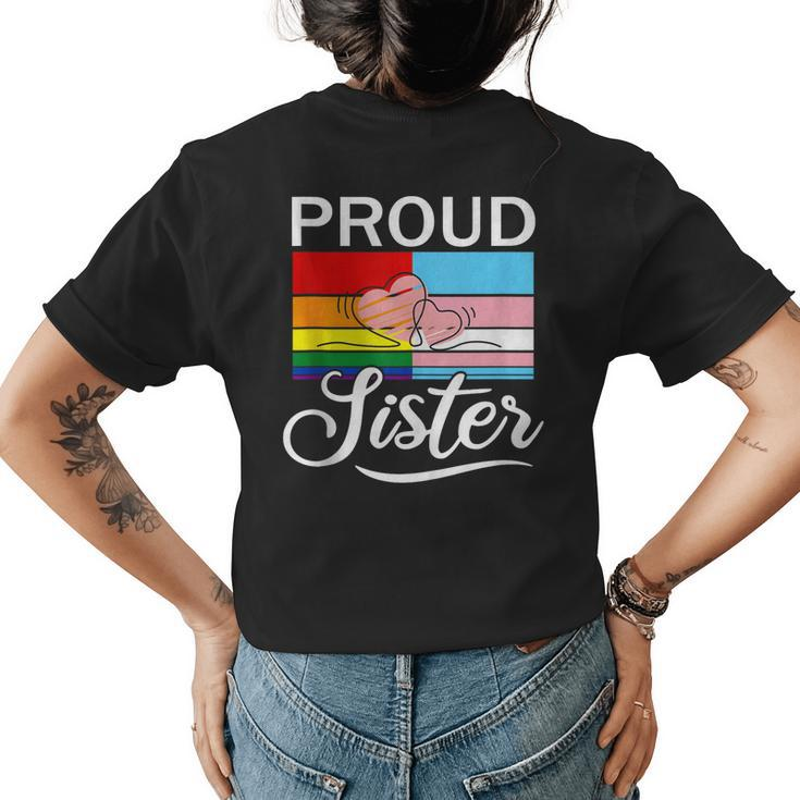 Proud Trans Sister Flag Lgbt Funny Transgender Gay Pride  Womens Back Print T-shirt