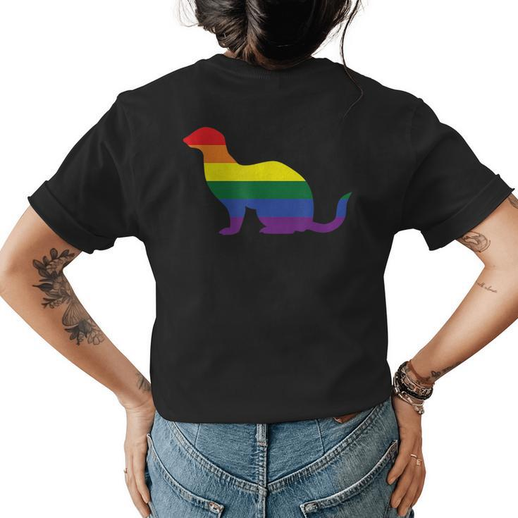 Rainbow Ferret Lgbt Funny Lgbtq Animal Lover Gift Men Women  Womens Back Print T-shirt