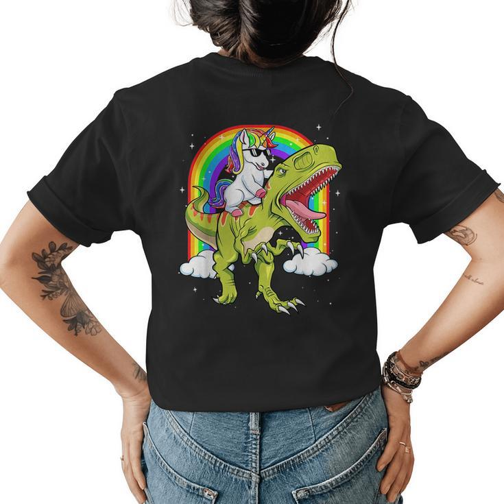 Rainbow Unicorn Riding T Rex - Dinosaur Boys Girls Men Women  Womens Back Print T-shirt