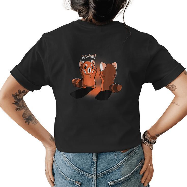 Rawr  Cute Red Panda Ferocity Rawsome  Womens Back Print T-shirt
