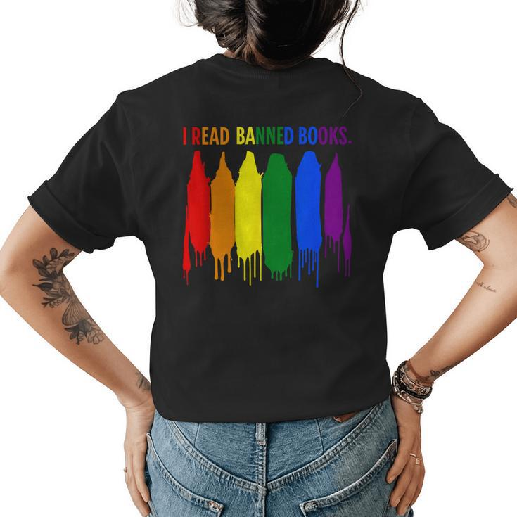 I Read Banned Books Week Rainbow Lgbt Book Lover Teacher Women's T-shirt Back Print