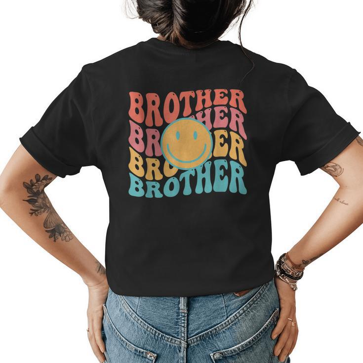 Retro Face Brother Groovy Daisy Flower Matching Family Womens Back Print T-shirt