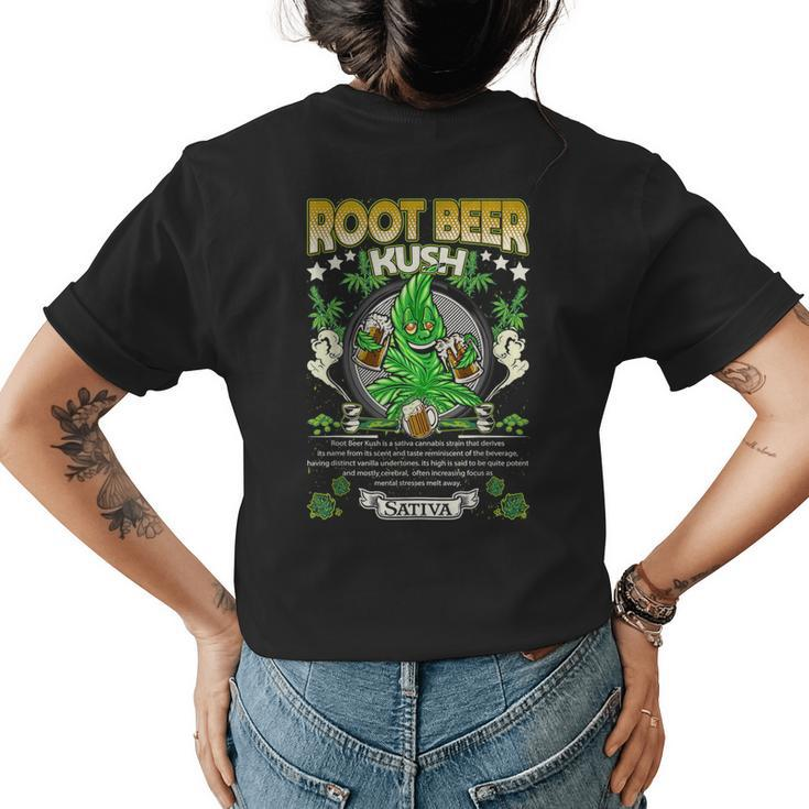 Root Beer Kush Hybrid Cross Marijuana Strain Cannabis Leaf Beer Funny Gifts Womens Back Print T-shirt