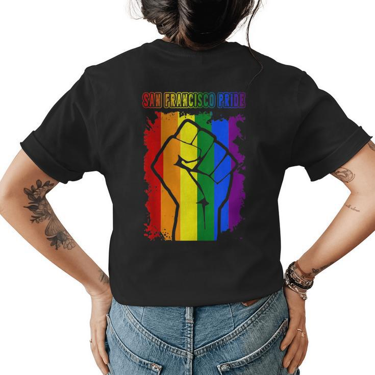 San Francisco California Lgbt Pride Month Lgbtq Rainbow Flag  Womens Back Print T-shirt