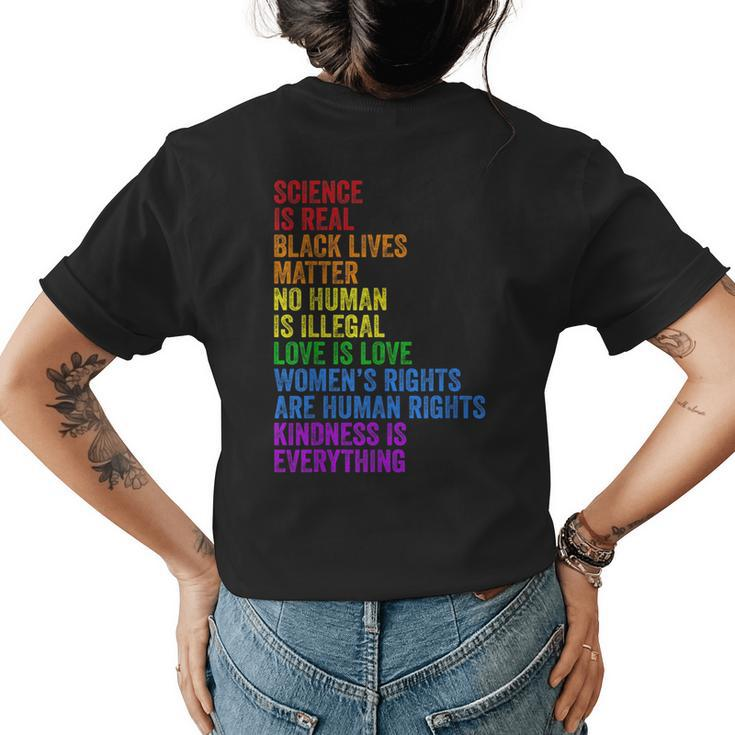 Science Is Real Love Is Love Rights Gay Pride Lgbt  Womens Back Print T-shirt
