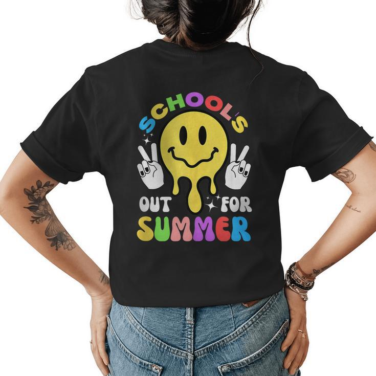 Smile Face Teacher Last Day Of School Schools Out For Summer Women's T-shirt Back Print