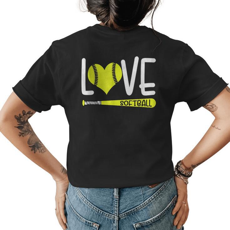 Softball Heart Graphic Saying  For N Girls And Women Softball Funny Gifts Womens Back Print T-shirt