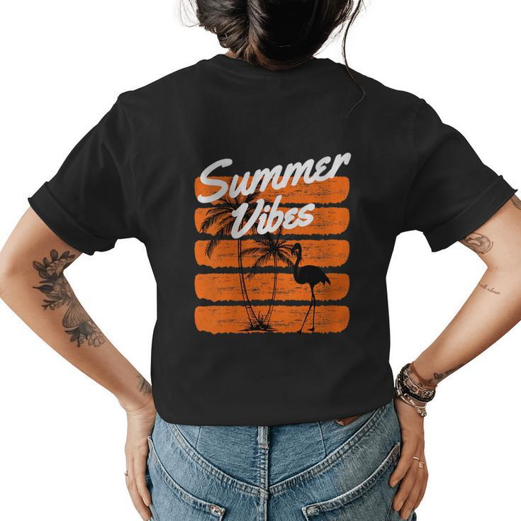 Souvenir I Vacation I Retro Flamingo Island I Summer Vibes  Womens Back Print T-shirt