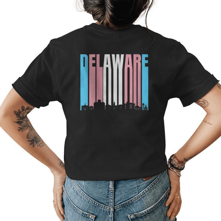 State Of Delaware Trans Pride Flag - Transgender  Womens Back Print T-shirt