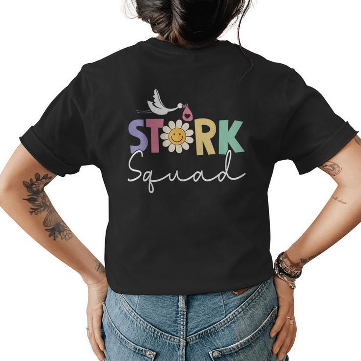 Stork Squad Labor & Delivery Nurse L&D Mother Baby Nurse  Womens Back Print T-shirt