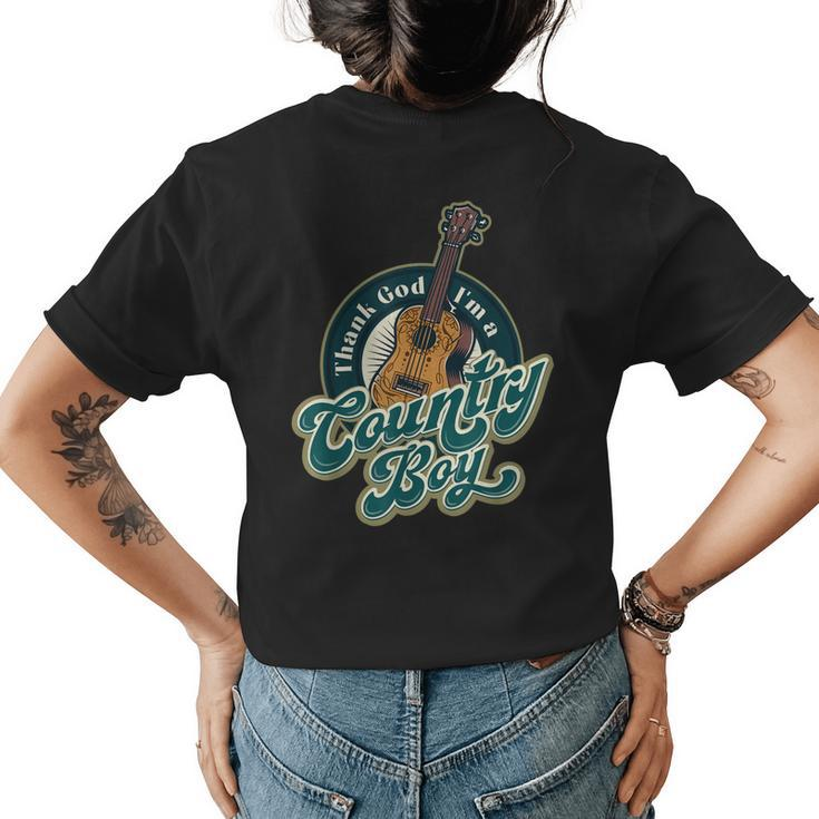 Thank God Im A Countryboy Country Music Hat Cowgirl Band Womens Back Print T-shirt