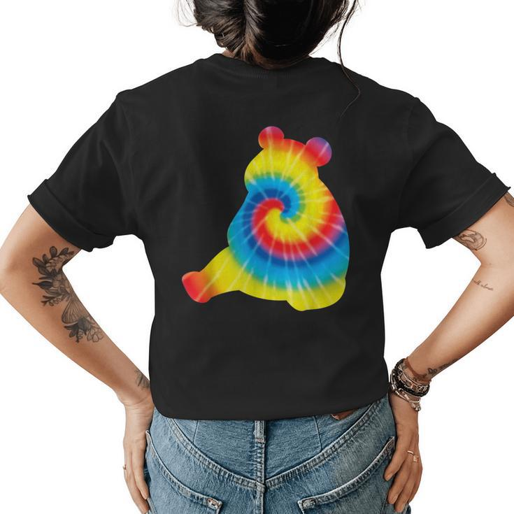 Tie Dye Giant Panda Rainbow Print Animal Hippie Peace Gift Womens Back Print T-shirt