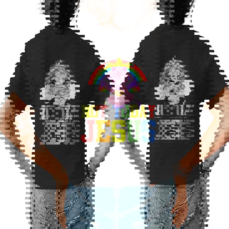 Today Not Jesus Cute Baphomet Lbgt Satan Goat Gay Pride Womens Back Print T-shirt