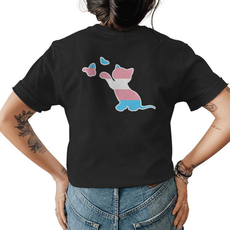 Transgender Flag Cat Butterfly Trans Pride Ftm Mtf Cat Lover  Womens Back Print T-shirt