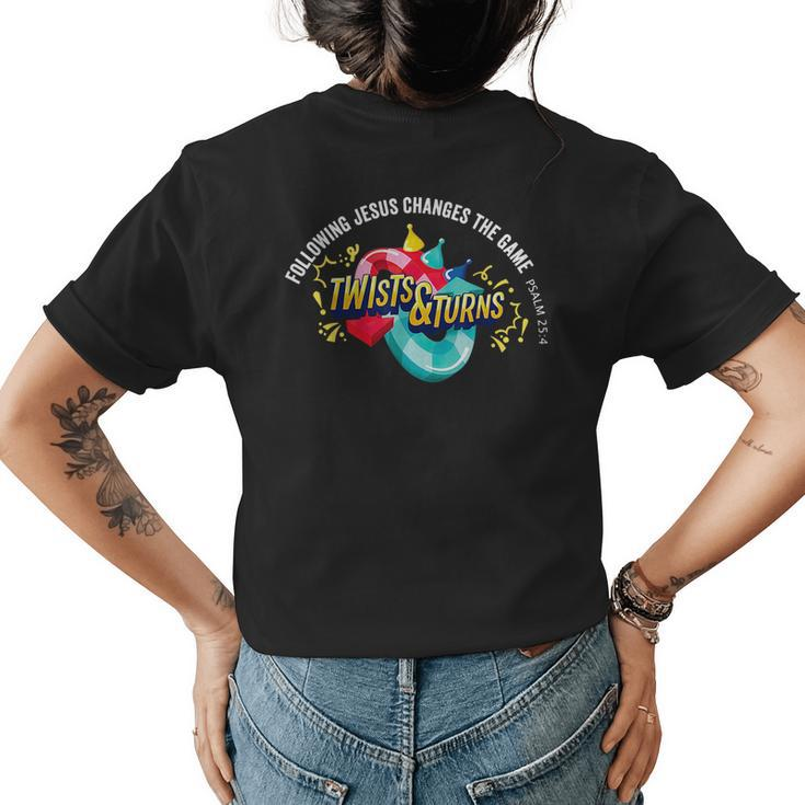 Twists And Turns Following Jesus Changes The Game Vbs 2023 Womens Back Print T-shirt