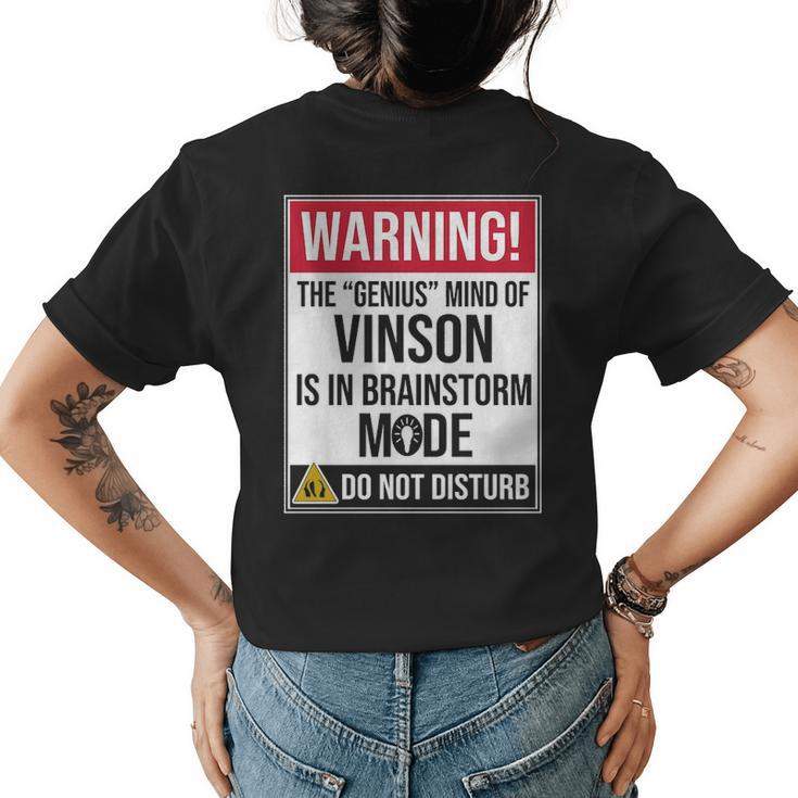 Vinson Name Gift The Genius Mind Of Vinson Womens Back Print T-shirt