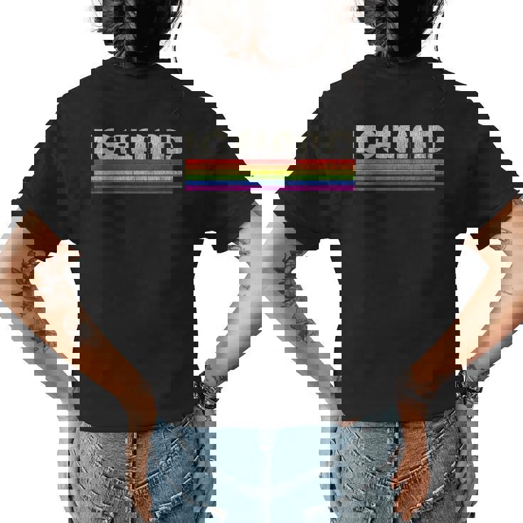 Vintage 80S Style Iceland Gay Pride Month  Womens Back Print T-shirt