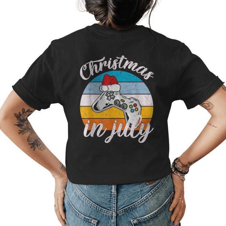 Vintage Christmas In July With A Santa Hat Controller Gaming Womens Back Print T-shirt