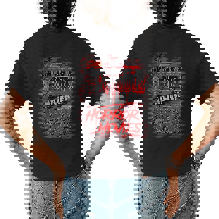 Vintage Halloween Cuddle Watch Scary Horror Movies Women Men Halloween Funny Gifts Womens Back Print T-shirt