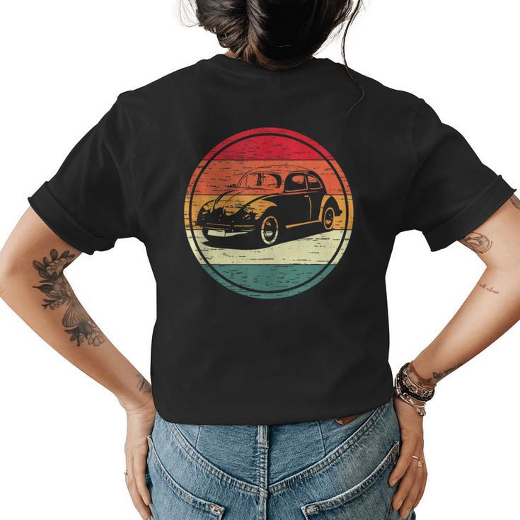 Vintage Sun Retro Sunset Tuning Beetle Car Vintage Car Sun Funny Gifts Womens Back Print T-shirt