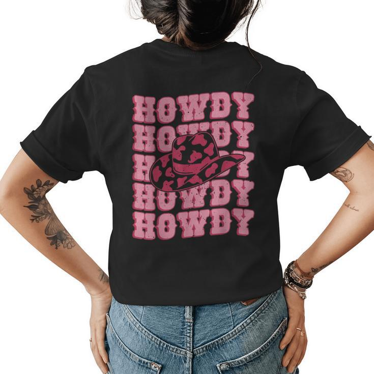 Vintage White Howdy Rodeo Western Country Southern Cowgirl  Womens Back Print T-shirt
