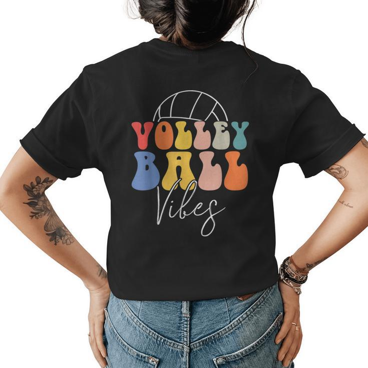 Volleyball Vibes Retro Hippie Volleyball Gift For Women Girl  Womens Back Print T-shirt