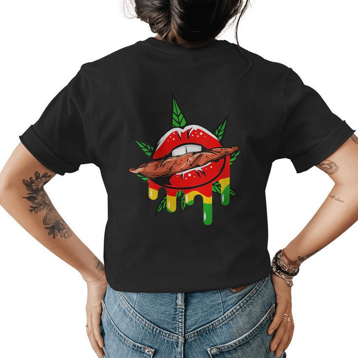 Weed Mouth Women Men Lips Junenth Bling Bite Funny Lip  Womens Back Print T-shirt