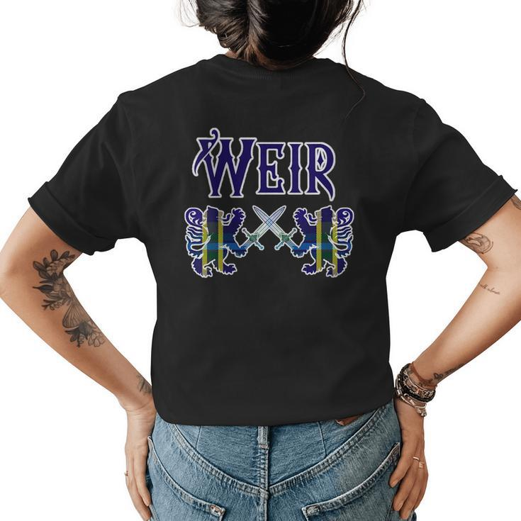 Weir Scottish Clan Kilt Lion Family Name Tartan Gift For Womens Gifts For Lion Lovers Funny Gifts Womens Back Print T-shirt
