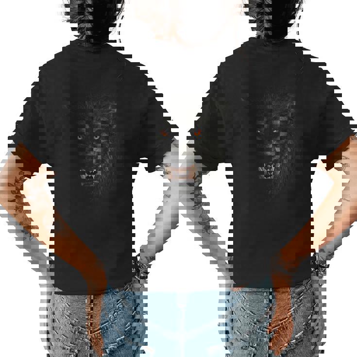 Werewolf Face Scary Halloween Adult Mens Womens Scary Halloween Womens T-shirt Back Print