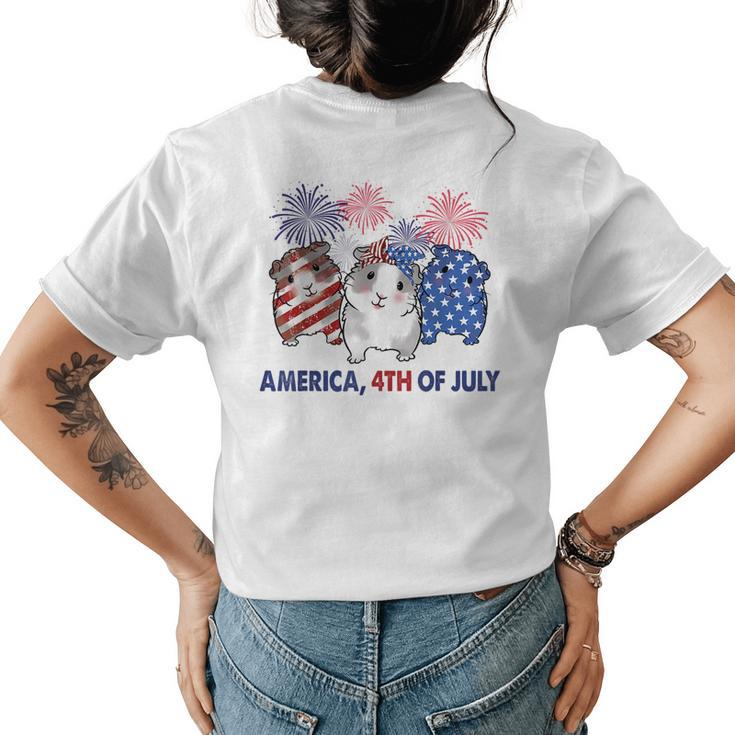 American Flag 4Th Of July America Guinea Pig Men Women Kid  Gifts For Pig Lovers Funny Gifts Womens Back Print T-shirt