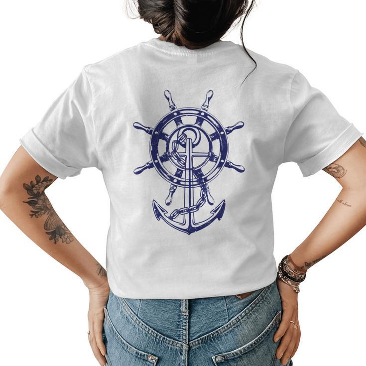 Anchor & Rudder Cool Sailing Design Nautical Gift Men Women  Womens Back Print T-shirt