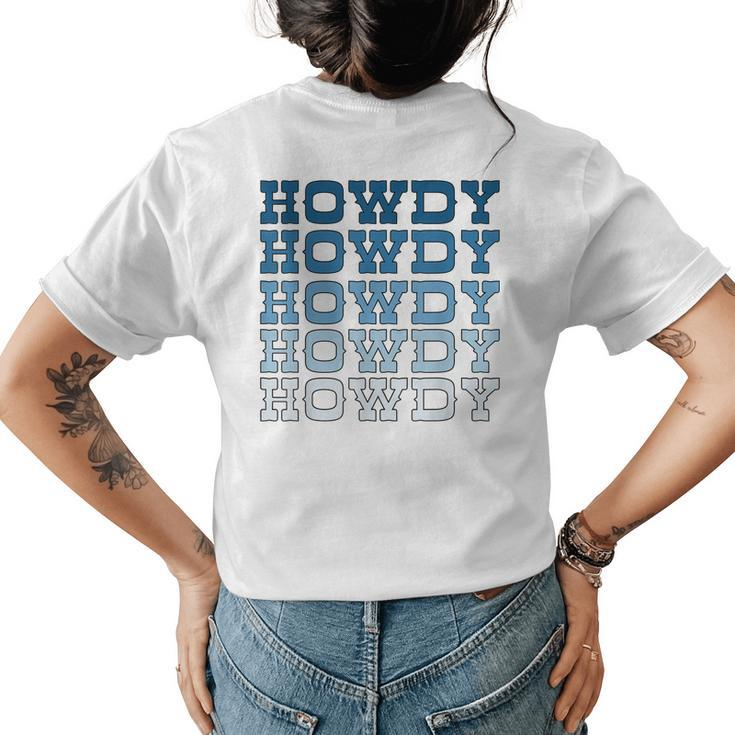 Blue Wild West Western Rodeo Yeehaw Howdy Cowgirl Country Womens Back Print T-shirt