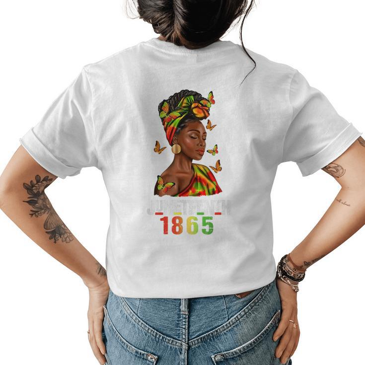 Celebrate Junenth 1865 Beautiful Black Women Butterfly  Womens Back Print T-shirt
