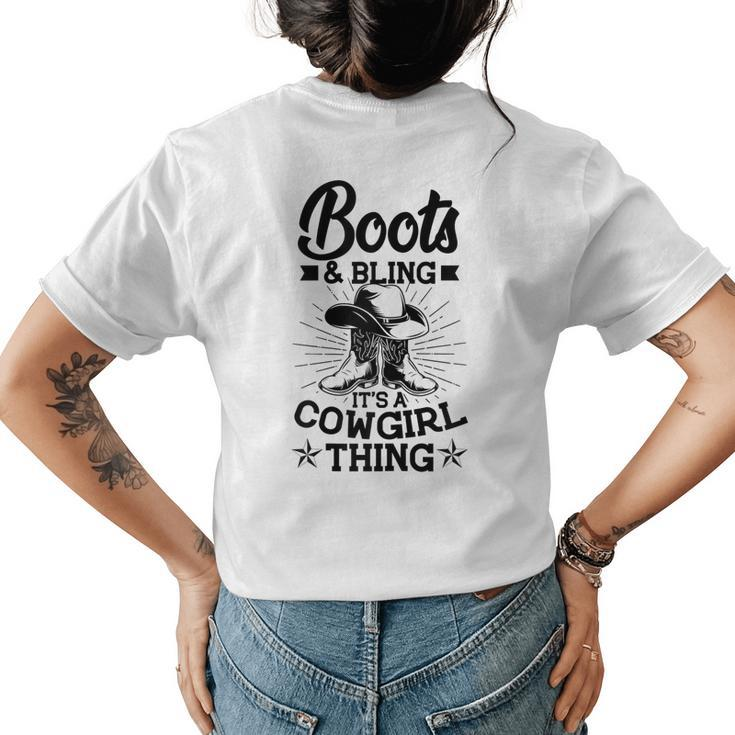Cowgirl Boots And Hat Graphic Women Girls Cowgirl Western Womens Back Print T-shirt