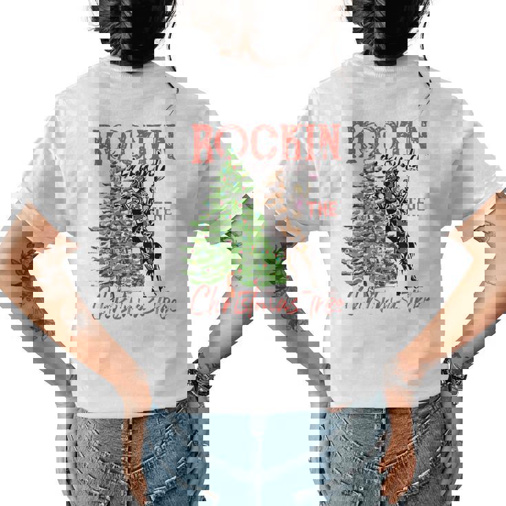 Funny Cowgirl Horsing Rocking Around Christmas Tree Western Womens Back Print T-shirt Funny Cowgirl Horsing Rocking Around Christmas Tree Western Womens Back Print T-shirt