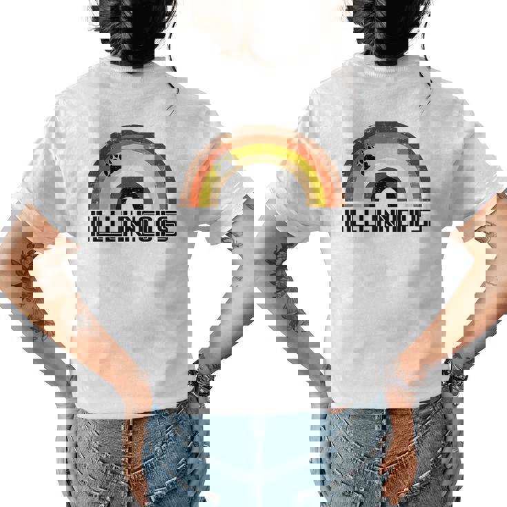 Gay Bear Illinois Rainbow Pride Vintage Distressed Womens Back Print T-shirt Gay Bear Illinois Rainbow Pride Vintage Distressed Womens Back Print T-shirt