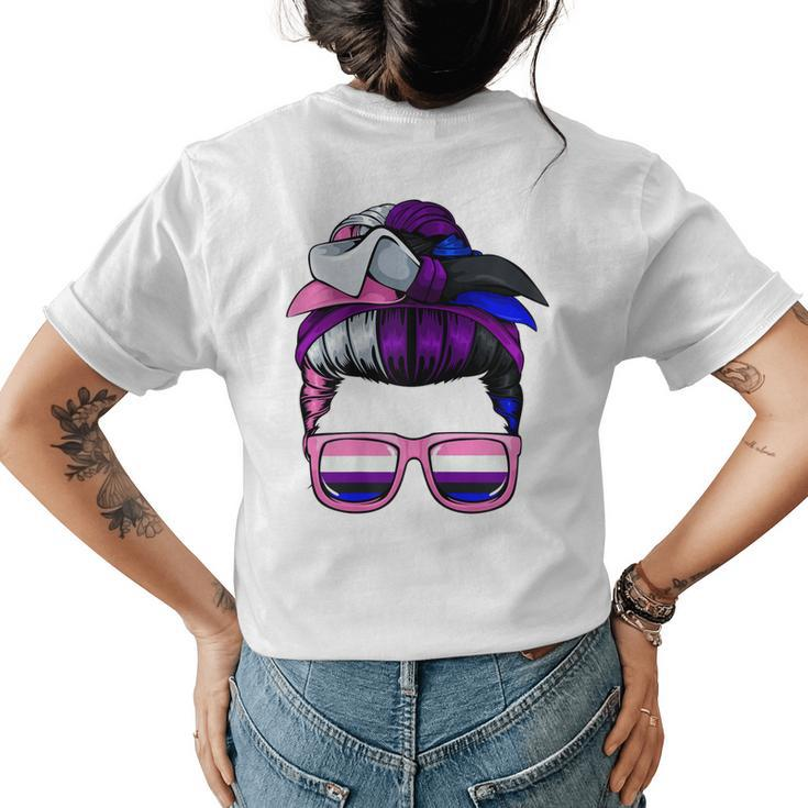 Genderfluid Messy Bun Lgbtq Cool Pride Flag Color Gift For Womens Womens Back Print T-shirt