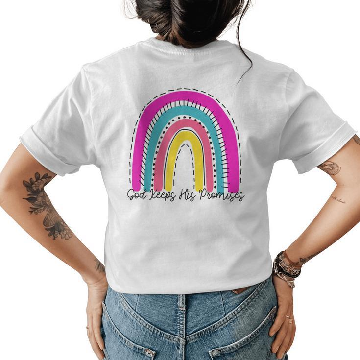 God Keeps His Promises Colorful Boho Rainbow Christian  Womens Back Print T-shirt