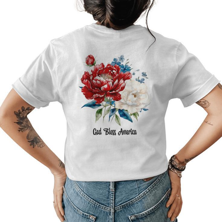 Happy 4Th Of July  For Women God Bless America Red Whi  Womens Back Print T-shirt