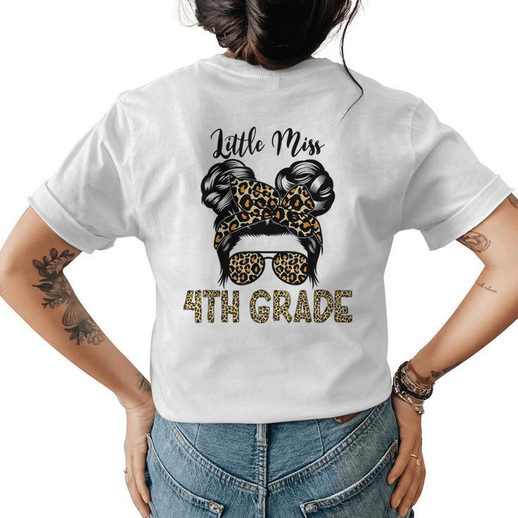 Hello 4Th Grade Messy Hair Bun Girl Back To School First Day  Womens Back Print T-shirt