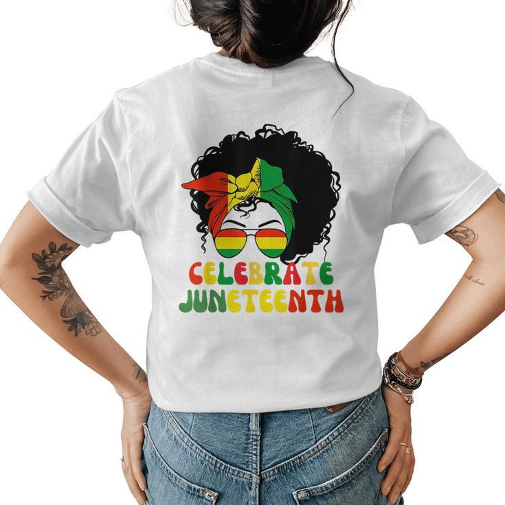 Junenth Celebrate 1865 Black History Messy Bun Women  Womens Back Print T-shirt