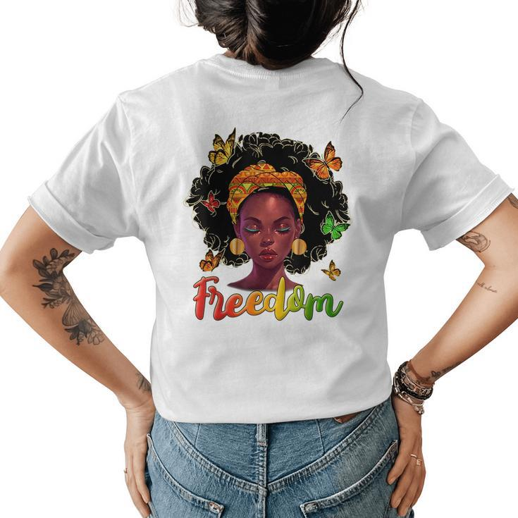 Junenth Outfit Freedom Women Girl Dress 19Th June Gifts  Womens Back Print T-shirt
