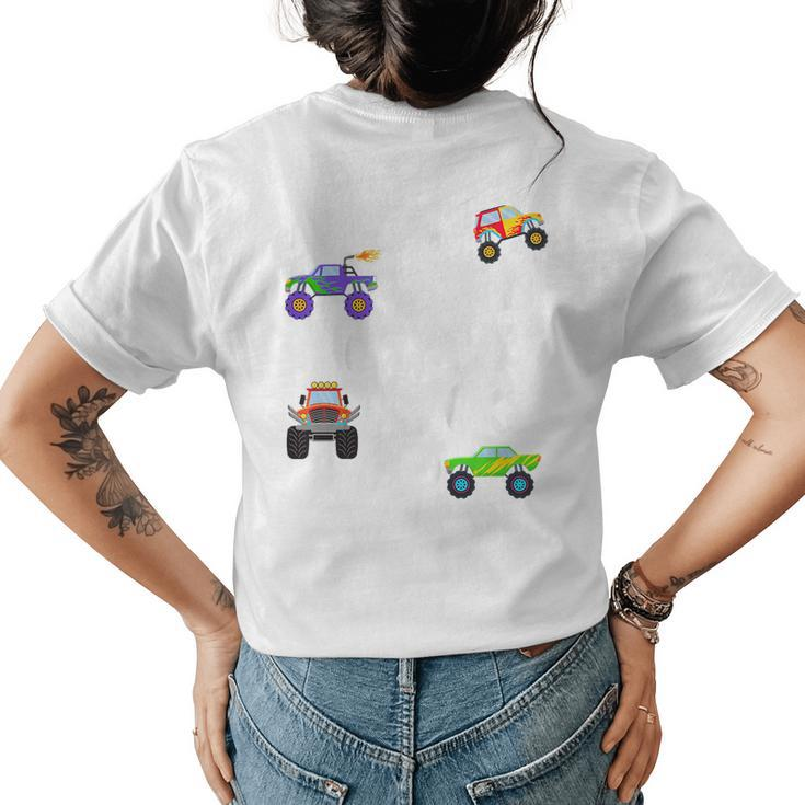 Kids 4 Year Old Monster Truck Birthday Party - Boy Or Girl  Womens Back Print T-shirt