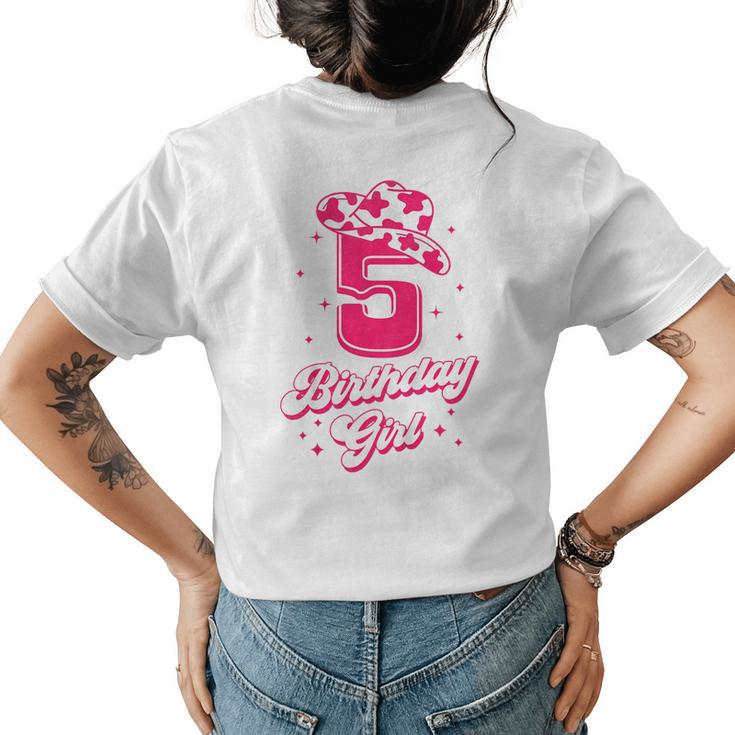 Kids 5Th Birthday Outfit Girl 5 Year Old Rodeo Western Cowgirl Womens Back Print T-shirt