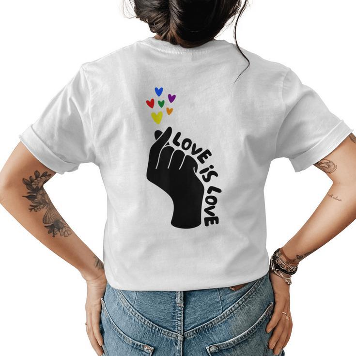 Love Is Love Rainbow Hearts Lgbtq Pride | Lesbian Gay Ally  Womens Back Print T-shirt